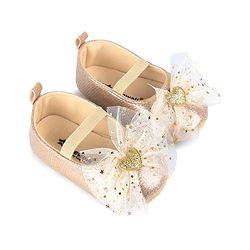 Cute Walk by Babyhug Slip On Booties with Bow Applique - Golden