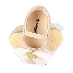 Cute Walk by Babyhug Slip On Booties with Bow Applique - Golden