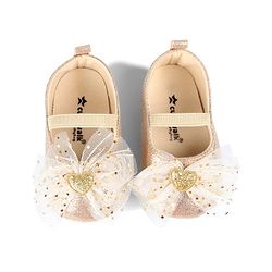 Cute Walk by Babyhug Slip On Booties with Bow Applique - Golden