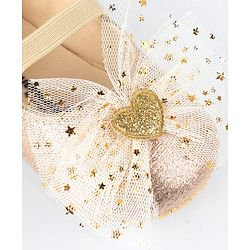 Cute Walk by Babyhug Slip On Booties with Bow Applique - Golden