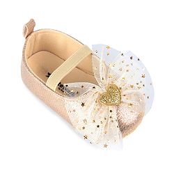 Cute Walk by Babyhug Slip On Booties with Bow Applique - Golden