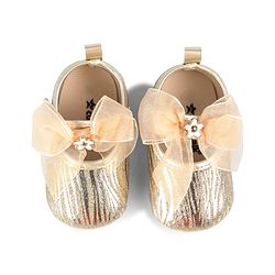 Cute Walk by Babyhug Velcro Closure Booties with Bow Applique - Golden