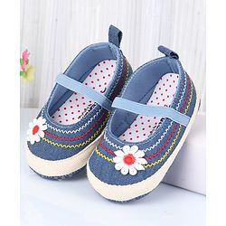 Cute Walk by Babyhug Slip On Booties With Floral Applique - Blue