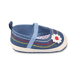 Cute Walk by Babyhug Slip On Booties With Floral Applique - Blue