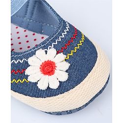 Cute Walk by Babyhug Slip On Booties With Floral Applique - Blue