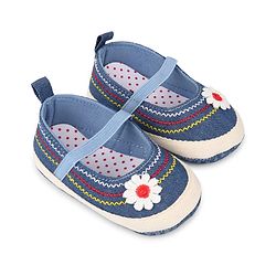 Cute Walk by Babyhug Slip On Booties With Floral Applique - Blue