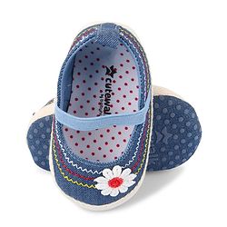 Cute Walk by Babyhug Slip On Booties With Floral Applique - Blue