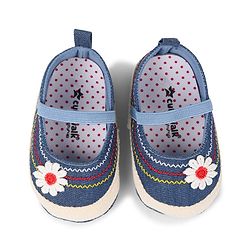 Cute Walk by Babyhug Slip On Booties With Floral Applique - Blue