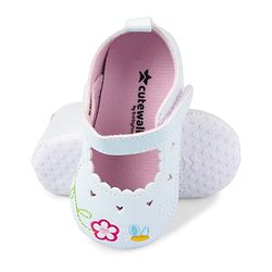 Cute Walk by Babyhug Velcro Closure Booties with Embroidery - White