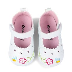 Cute Walk by Babyhug Velcro Closure Booties with Embroidery - White