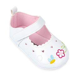 Cute Walk by Babyhug Velcro Closure Booties with Embroidery - White