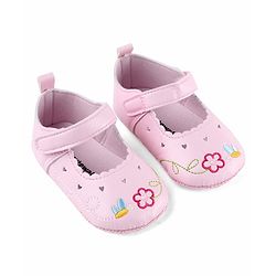 Cute Walk by Babyhug Velcro Closure Booties with Embroidery - White