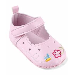 Cute Walk by Babyhug Velcro Closure Booties with Embroidery - White
