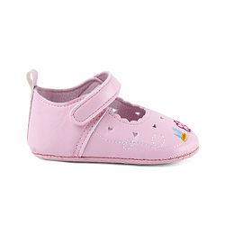 Cute Walk by Babyhug Velcro Closure Booties with Embroidery - White