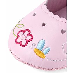 Cute Walk by Babyhug Velcro Closure Booties with Embroidery - White