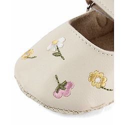 Cute Walk by Babyhug Velcro Closure Booties with Floral Embroidery - White