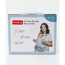 Babyhug AirEase 5-in-1 Hip Seat Baby Carrier - Blue| Lightweight & Breathable| Ergonomic Support| Foldable Head Support| Multiple Carry Positions| Carrying Capacity 15 kg| Optimum Weight Distribution