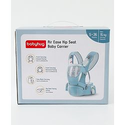 Babyhug AirEase 5-in-1 Hip Seat Baby Carrier - Blue| Lightweight & Breathable| Ergonomic Support| Foldable Head Support| Multiple Carry Positions| Carrying Capacity 15 kg| Optimum Weight Distribution