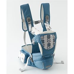 Babyhug AirEase 5-in-1 Hip Seat Baby Carrier - Blue| Lightweight & Breathable| Ergonomic Support| Foldable Head Support| Multiple Carry Positions| Carrying Capacity 15 kg| Optimum Weight Distribution