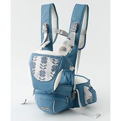 Babyhug AirEase 5-in-1 Hip Seat Baby Carrier - Blue| Lightweight & Breathable| Ergonomic Support| Foldable Head Support| Multiple Carry Positions| Carrying Capacity 15 kg| Optimum Weight Distribution