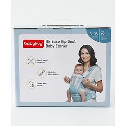 Babyhug AirEase 5-in-1 Hip Seat Baby Carrier - Grey| Lightweight & Breathable| Ergonomic Support| Foldable Head Support| Multiple Carry Positions| Carrying Capacity 15 kg| Optimum Weight Distribution