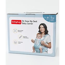 Babyhug AirEase 5-in-1 Hip Seat Baby Carrier - Grey| Lightweight & Breathable| Ergonomic Support| Foldable Head Support| Multiple Carry Positions| Carrying Capacity 15 kg| Optimum Weight Distribution