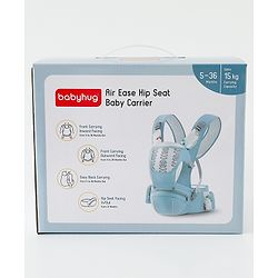 Babyhug AirEase 5-in-1 Hip Seat Baby Carrier - Grey| Lightweight & Breathable| Ergonomic Support| Foldable Head Support| Multiple Carry Positions| Carrying Capacity 15 kg| Optimum Weight Distribution