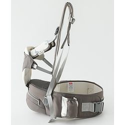 Babyhug AirEase 5-in-1 Hip Seat Baby Carrier - Grey| Lightweight & Breathable| Ergonomic Support| Foldable Head Support| Multiple Carry Positions| Carrying Capacity 15 kg| Optimum Weight Distribution