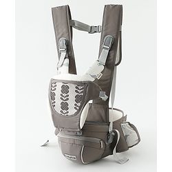 Babyhug AirEase 5-in-1 Hip Seat Baby Carrier - Grey| Lightweight & Breathable| Ergonomic Support| Foldable Head Support| Multiple Carry Positions| Carrying Capacity 15 kg| Optimum Weight Distribution