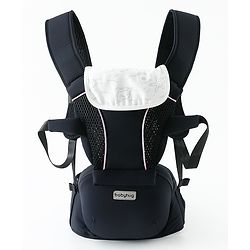 Babyhug SnugMate 5-in-1 Hip Seat Baby Carrier - Black| Premium Build| AirFlow Mesh Fabric| Foldable Head Cover| Padded Adjustable Straps| 5 Carry Positions| 15 kg Capacity| Optimum Weight Distribution