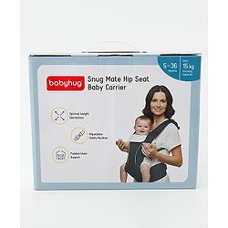 Babyhug SnugMate 5-in-1 Hip Seat Baby Carrier - Black| Premium Build| AirFlow Mesh Fabric| Foldable Head Cover| Padded Adjustable Straps| 5 Carry Positions| 15 kg Capacity| Optimum Weight Distribution