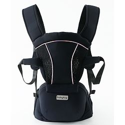 Babyhug SnugMate 5-in-1 Hip Seat Baby Carrier - Black| Premium Build| AirFlow Mesh Fabric| Foldable Head Cover| Padded Adjustable Straps| 5 Carry Positions| 15 kg Capacity| Optimum Weight Distribution
