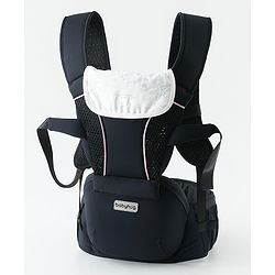 Babyhug SnugMate 5-in-1 Hip Seat Baby Carrier - Black| Premium Build| AirFlow Mesh Fabric| Foldable Head Cover| Padded Adjustable Straps| 5 Carry Positions| 15 kg Capacity| Optimum Weight Distribution