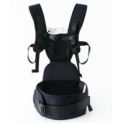 Babyhug SnugMate 5-in-1 Hip Seat Baby Carrier - Black| Premium Build| AirFlow Mesh Fabric| Foldable Head Cover| Padded Adjustable Straps| 5 Carry Positions| 15 kg Capacity| Optimum Weight Distribution