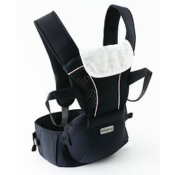 Babyhug SnugMate 5-in-1 Hip Seat Baby Carrier - Black| Premium Build| AirFlow Mesh Fabric| Foldable Head Cover| Padded Adjustable Straps| 5 Carry Positions| 15 kg Capacity| Optimum Weight Distribution