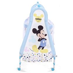 Babyhug Disney Mickey & Friends Baby Cradle with Mosquito Net & Storage  Blue| Tool Free Easy Assemble| Swing Lock| Wheels with Lock| Side Mesh Window| Smootgh Noise Free Swing
