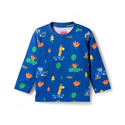 Babyhug Cotton Knit Full Sleeves Co-ords Night Suit With Animal Print - Navy Blue