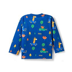 Babyhug Cotton Knit Full Sleeves Co-ords Night Suit With Animal Print - Navy Blue