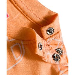 Babyhug Cotton Knit Full Sleeves Co-ords Night Suit With Vehicle Print - Orange