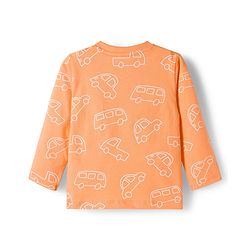 Babyhug Cotton Knit Full Sleeves Co-ords Night Suit With Vehicle Print - Orange