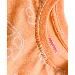 Babyhug Cotton Knit Full Sleeves Co-ords Night Suit With Vehicle Print - Orange