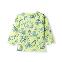 Babyhug Cotton Knit Full Sleeves Night Suit With Vehicle Print - Green