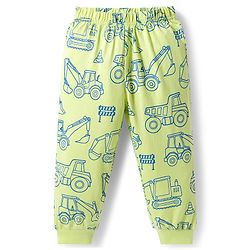 Babyhug Cotton Knit Full Sleeves Night Suit With Vehicle Print - Green