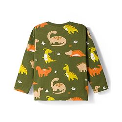 Babyhug Cotton Knit Full Sleeves Co-Ord Night Suit with Animal Print - Dark Green
