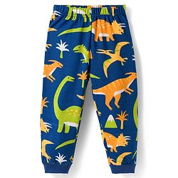 Babyhug Cotton Knit Full Sleeves Co-ords Night Suit With Dino Print - Navy Blue