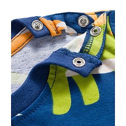 Babyhug Cotton Knit Full Sleeves Co-ords Night Suit With Dino Print - Navy Blue