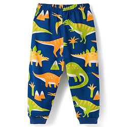 Babyhug Cotton Knit Full Sleeves Co-ords Night Suit With Dino Print - Navy Blue