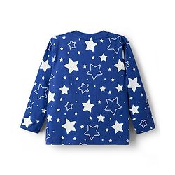 Babyhug Cotton Knit Full Sleeves Co-ords T-Shirt & Pajama Night Suit with Star Print - Navy Blue