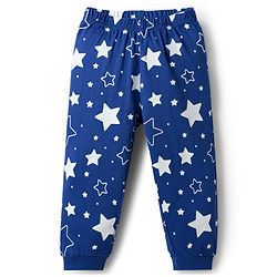 Babyhug Cotton Knit Full Sleeves Co-ords T-Shirt & Pajama Night Suit with Star Print - Navy Blue