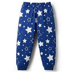 Babyhug Cotton Knit Full Sleeves Co-ords T-Shirt & Pajama Night Suit with Star Print - Navy Blue